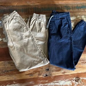 2 pairs elastic pull up Navy & Khaki Pants